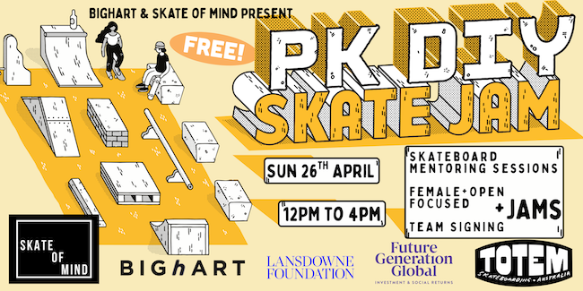 Banner promoting PK DIY Skate Jam 26 April 2026